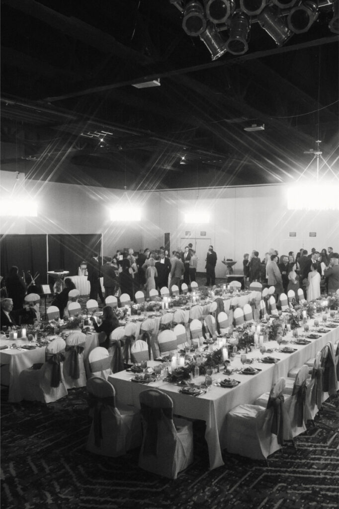Ballroom decorated for wedding reception at Inns of the Mountain Gods.