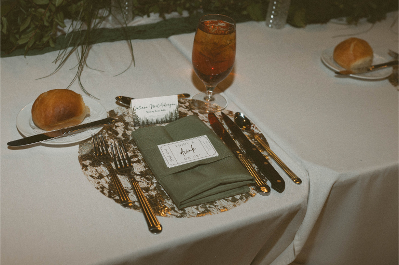 Table place setting for wedding reception at Inn of Mountain Gods.