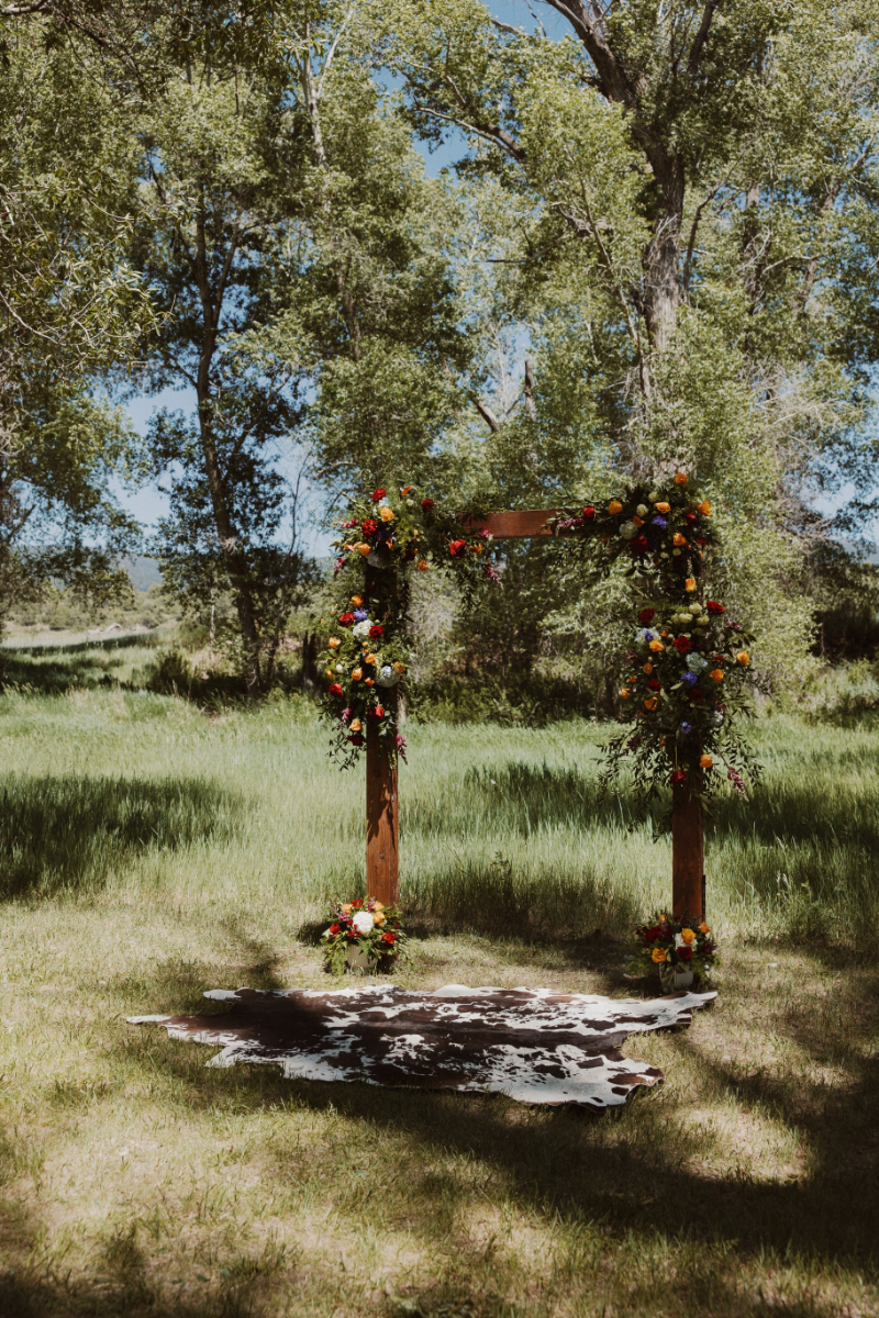 Altar decorated for wedding ceremony.