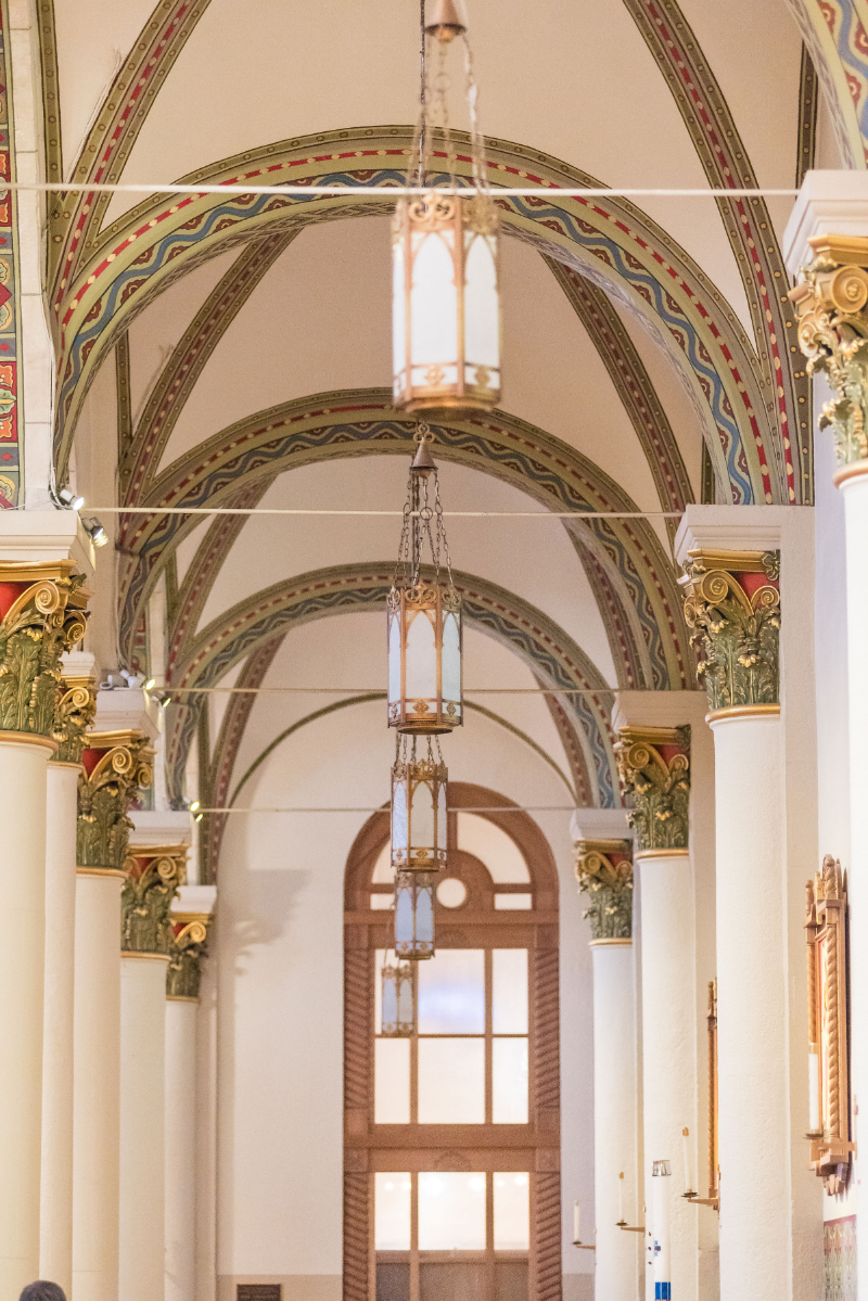 Arch details of the Loretto Chapel in Santa Fe.