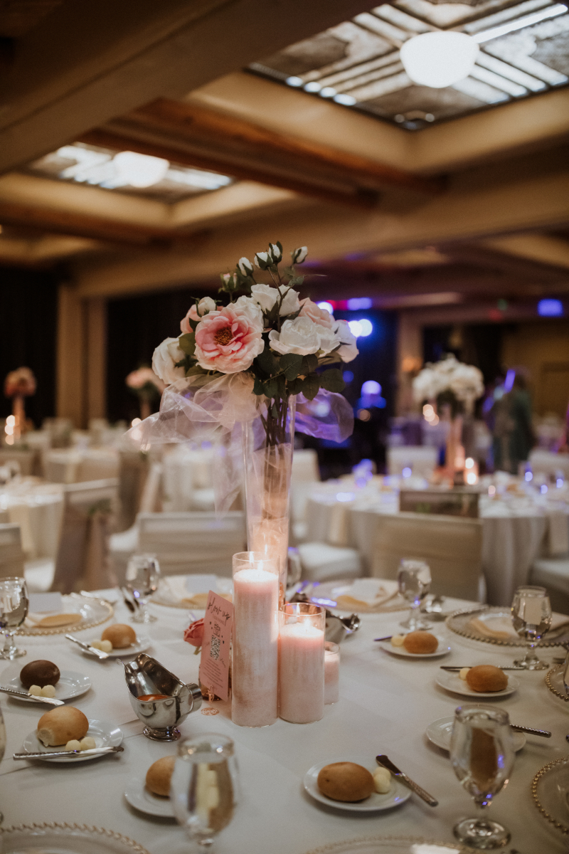 Tablescape setup for wedding at Inn and Spa at Loretto.
